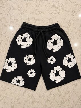 Denim Tears Cotton Wreath Sweat Shorts Black White Size Small